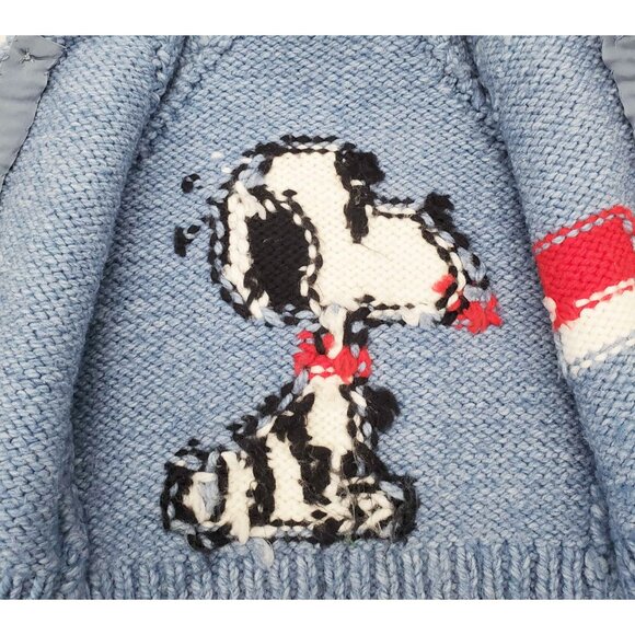 Vintage Toodler Snoopy Peanuts Handknit Cowichan Cardigan Heather Blue 2T - Picture 5 of 7